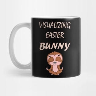 Funny Cute Meditating Visualizing Smiling Easter Sloth in power saving mode Mug